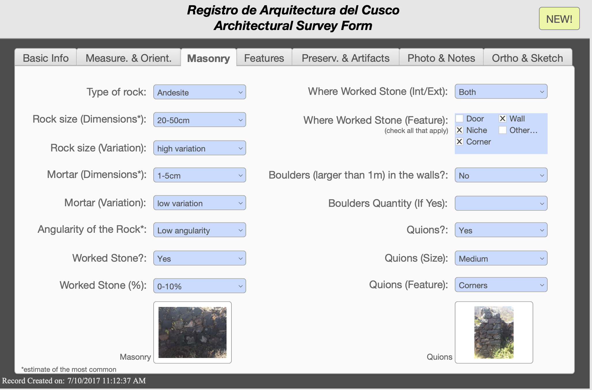 Survey: Masonry Attributes